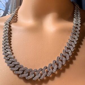 Elegant Silver Bling rhinestone Chain Necklace